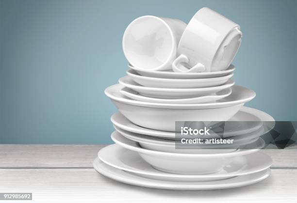 Dishware Stock Photo - Download Image Now - Crockery, Plate, Stack