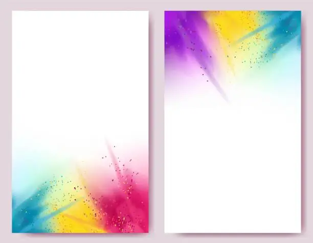 Vector illustration of Realistic colorful paint powder explosions on white background.