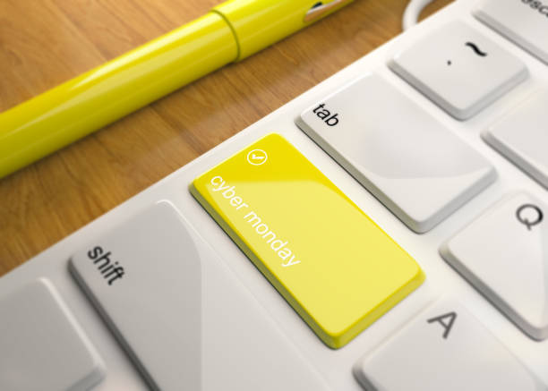 istock White Keyboard With Cyber Monday Button On Wood Table 912986040