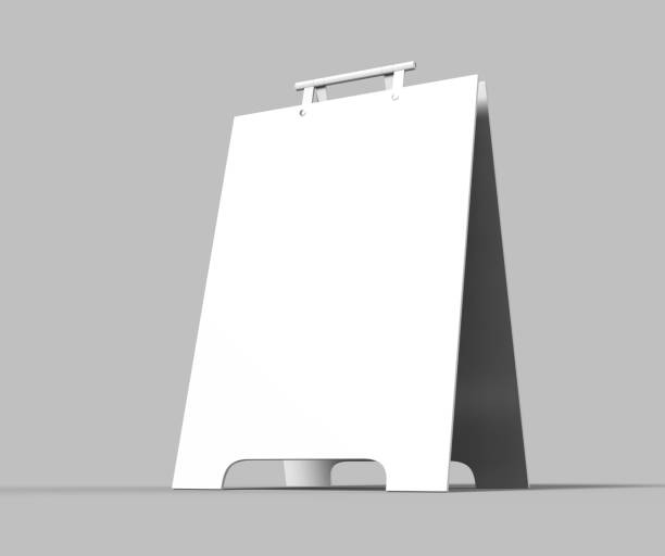 istock Crezon or PVC A-frame sandwich boards for design mock up and presentation. white blank 3d render illustration. 912996456