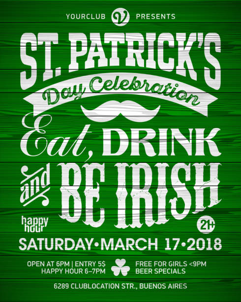 plakat z okazji dnia świętego patryka - st patricks day irish culture pub clover stock illustrations