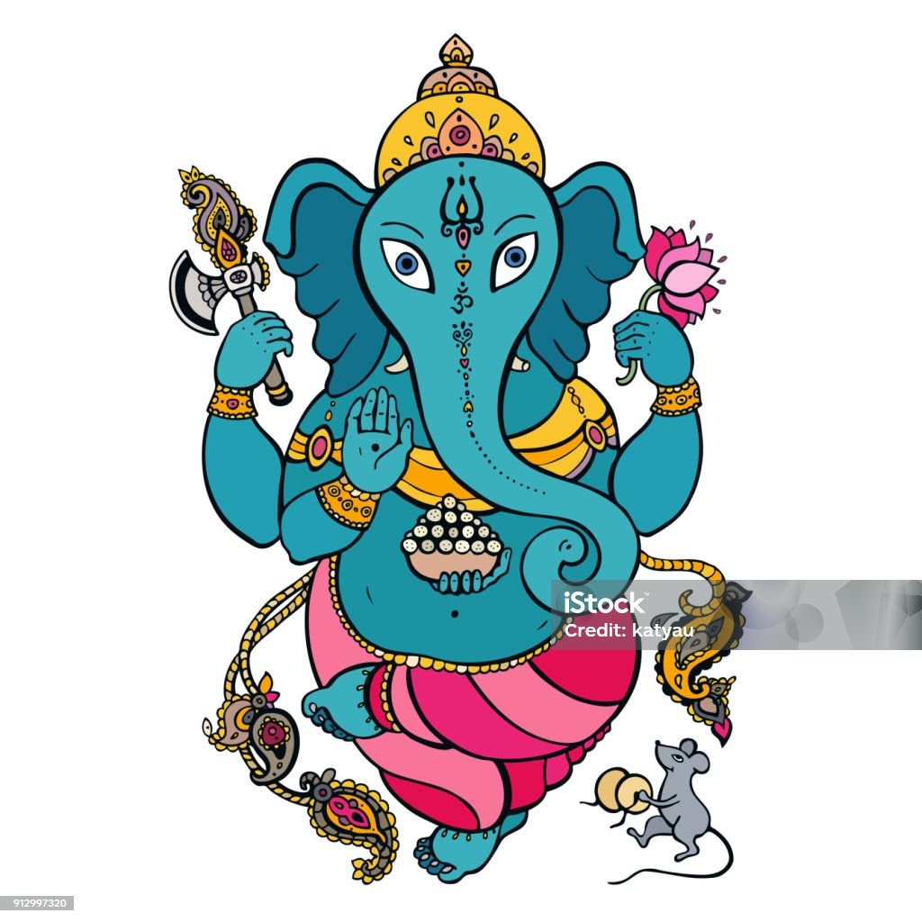 Ganapati Meditation In Lotus Pose Stock Illustration - Download ...