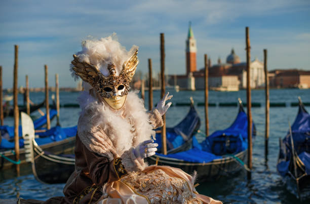 Venice Carnival Mask with lagoon stock photo