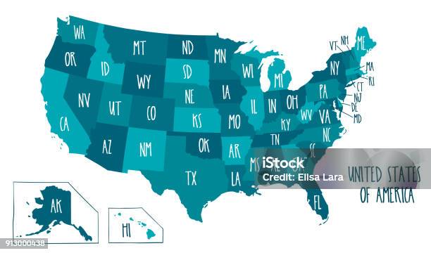 Vector Illustration Map Of The Usa Stock Illustration - Download Image Now - Map, USA, Cartoon