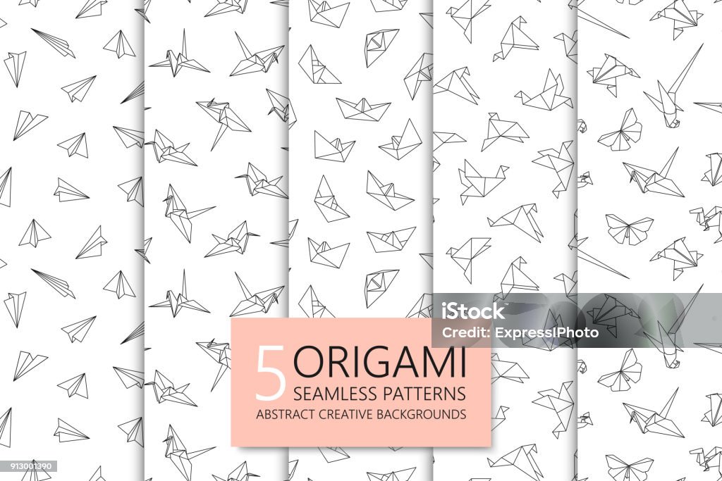 Origami Pattern Transparent Background Collection Of Seamless Origami Patterns Abstract Creative Backgrounds ...