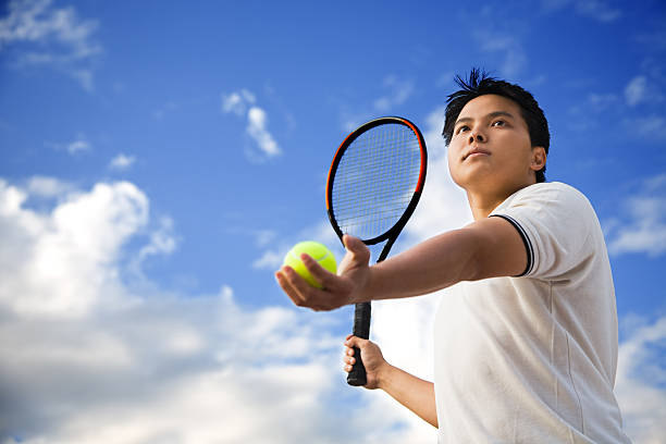 istock Asian male playing tennis 91300269