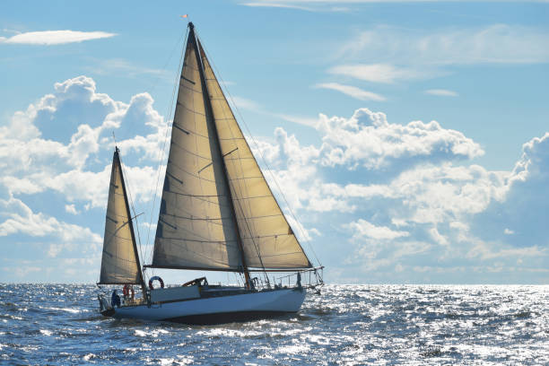 Yacht sailing on a sunny day in Riga bay