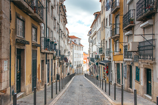 A street in the old town of Lisbon, Portugal
