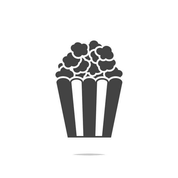 ilustraciones, imágenes clip art, dibujos animados e iconos de stock de vector icono de palomitas de maíz aislado - popcorn