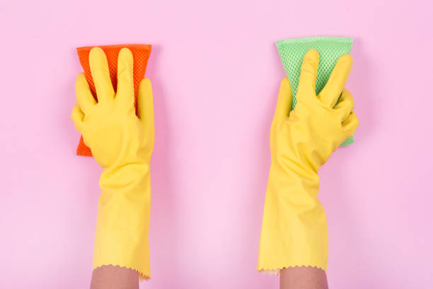 istock Cleaning with Dishwashing gloves and Dish sponge 913013814