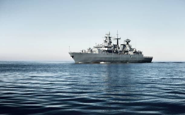 istock Warship on the sea 913017212