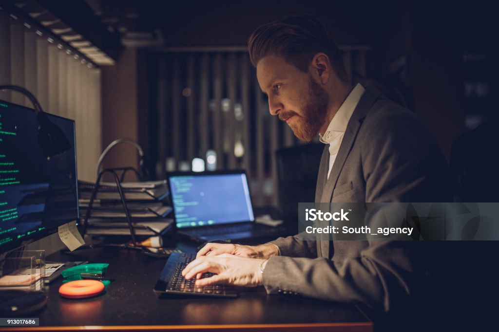 Computer Programmer Working Rmeote Computer Programmer Working Stock Photo - Download Image Now - Adult ...