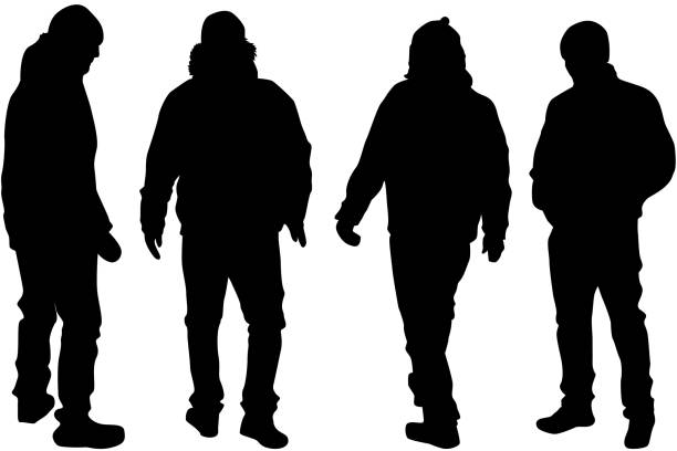 People silhouettes. vector works. People silhouettes. vector works. winter silhouettes stock illustrations