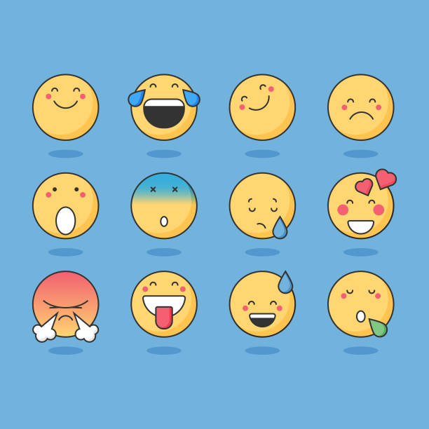 podstawowe emotikony - sadness depression smiley face happiness stock illustrations