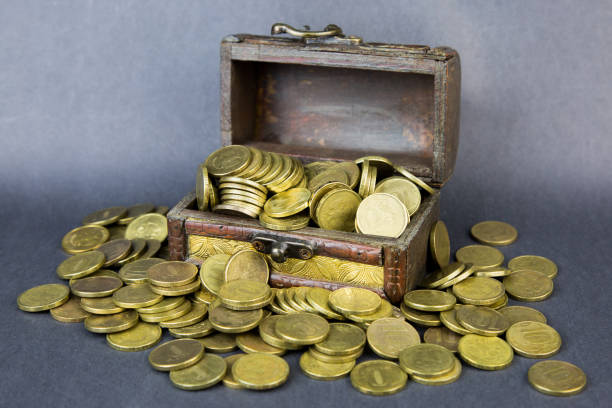 istock An old chest with money. 913027278