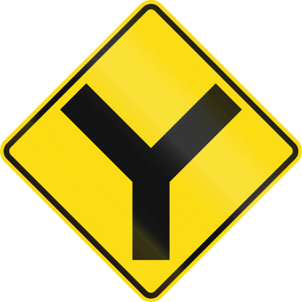 istock New Zealand road sign - Uncontrolled Y-junction ahead 913032896