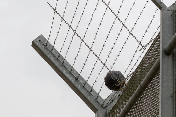 istock Fence around restricted area, old jail in the Netherlands 913046146