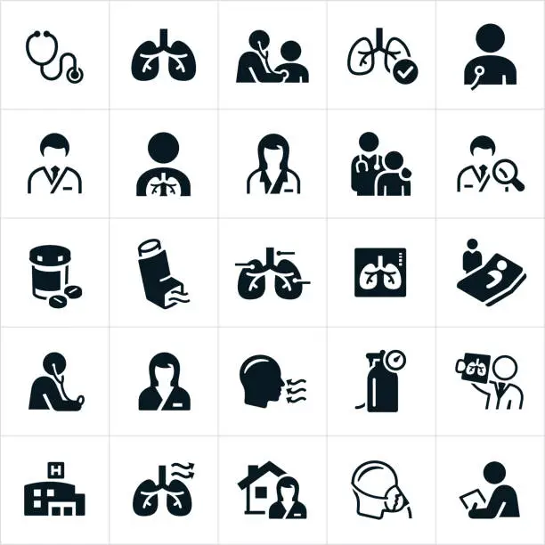 Vector illustration of Respiratory Therapy Icons