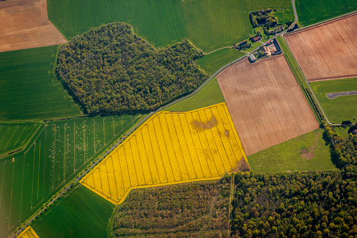 Aerial view of the French countryside before Paris,France