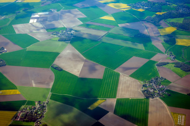 Aerial view of the French countryside before Paris,France stock photo