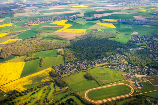 Aerial view of the French countryside before Paris,France Aerial view of the French countryside before Paris,France ile de france stock pictures, royalty-free photos & images