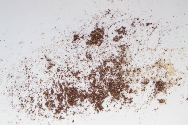 istock Brown and beige eye shadow scattered on white background, texture for makeup 913069284