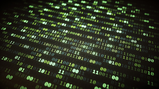 Green Computer Code On Dark Surface Low Angle Stock Photo - Download ...