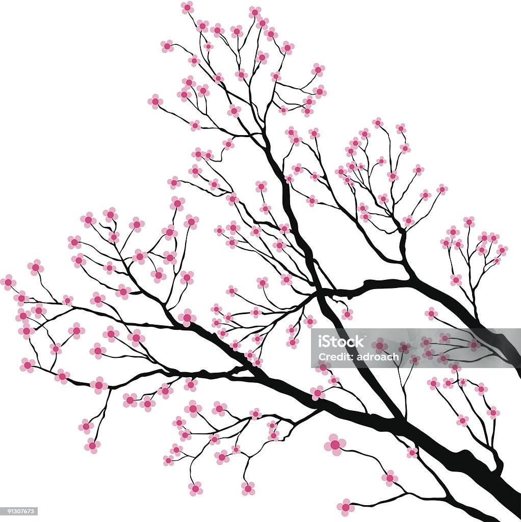 Baum Zweige mit Rosa Blumen - Lizenzfrei Ast - Pflanzenbestandteil Vektorgrafik