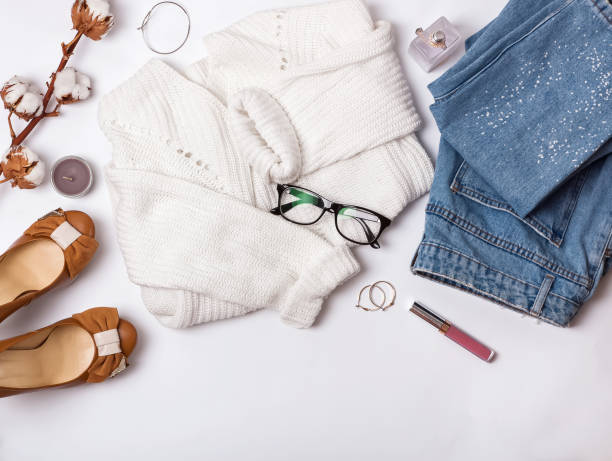 istock Woman's stylish outfit on the white background 913081976