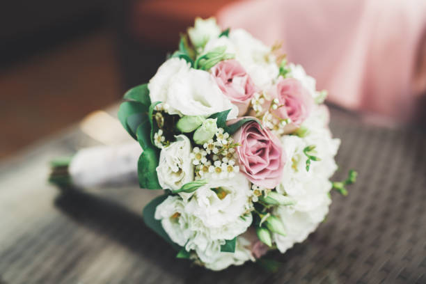 istock Beautiful wedding bouquet with different flowers, roses 913082090