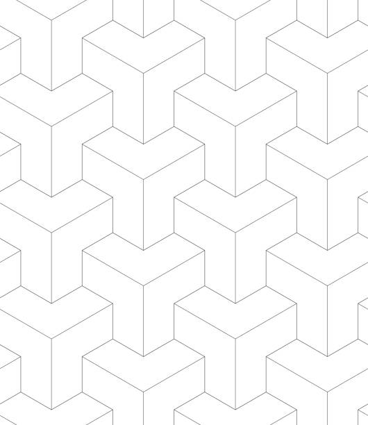 현대 기하학적 원활한 벡터 패턴입니다. 선형 메쉬 흑백 텍스처를 건너. 육각형 다각형 배경 - interweave stock illustrations