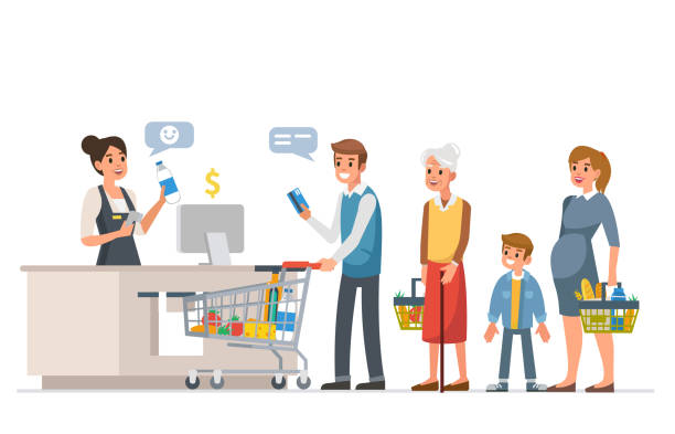 라인 - grocery shopping stock illustrations