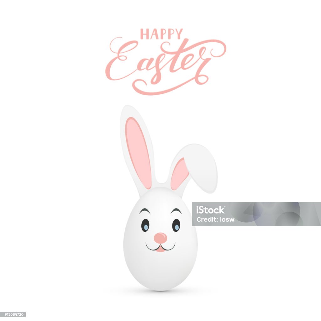 Easter bunny on white background Decorative Easter Bunny as egg with lettering Happy Easter isolated on white background, illustration. Easter Bunny stock vector