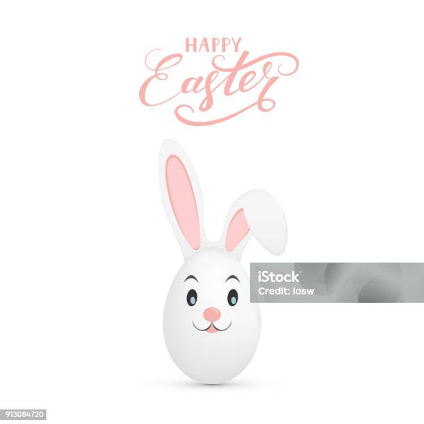 Easter Bunny On White Background Stock Illustration - Download Image Now - Easter Bunny, Easter Egg, Hare