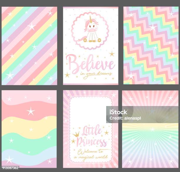 Set Of Colored Pastel Vector Cards For Party Invitation Stock Illustration - Download Image Now