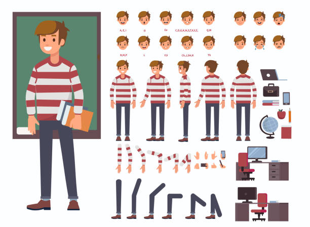 ilustrações, clipart, desenhos animados e ícones de personagem de estudante - teenagers only