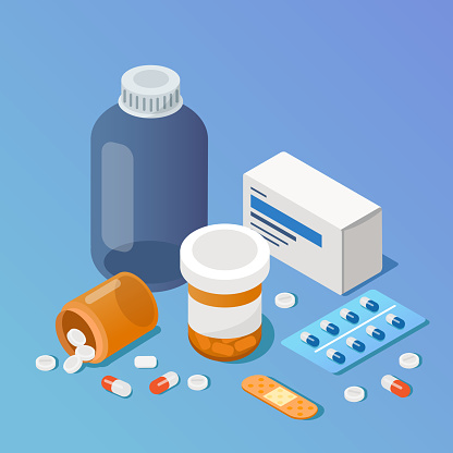 Pharmacy concept. Modern 3d isometry image. Flat style  isometric  vector illustration.