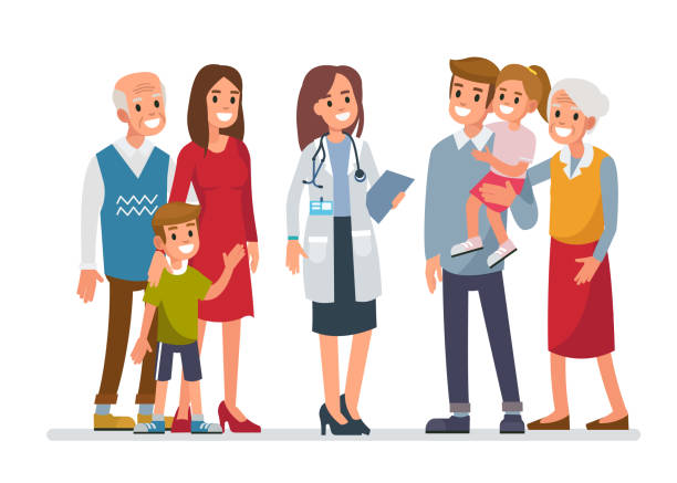 부품군 담담의 - senior adult family hospital visit stock illustrations