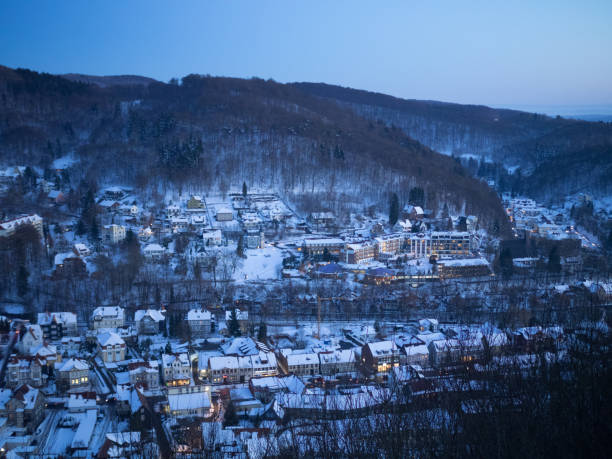 istock City in the snow at the mountain 913095118