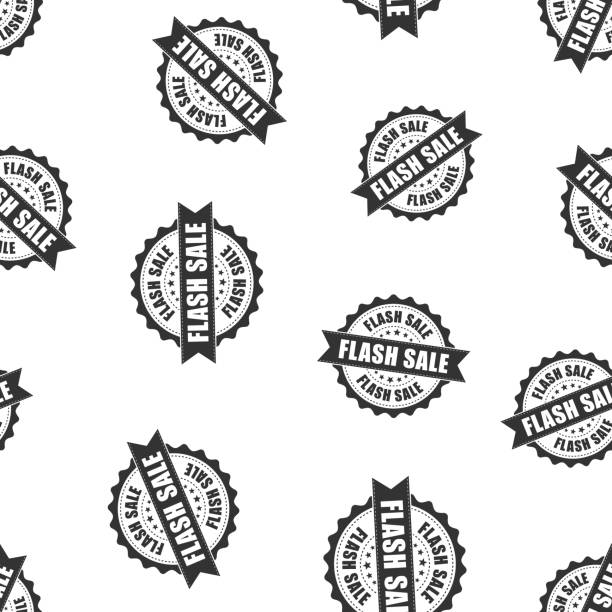 ilustrações de stock, clip art, desenhos animados e ícones de flash sale rubber stamp seamless pattern background. business concept vector illustration. sale discount badge symbol pattern. - retail occupation flash