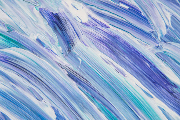 Abstract Blue aqua teal and white Painting with Brush Strokes