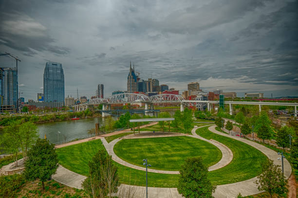 Downtown Nashville with West Riverfront Park in Foreground