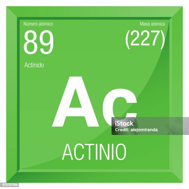 Actinio Symbol Actinium In Spanish Language Element Number 89 Of The Periodic Table Of The Elements Chemistry Stock Illustration - Download Image Now