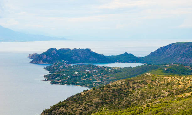 the heraion (vouliagmeni) lake. - gulf of corinth imagens e fotografias de stock