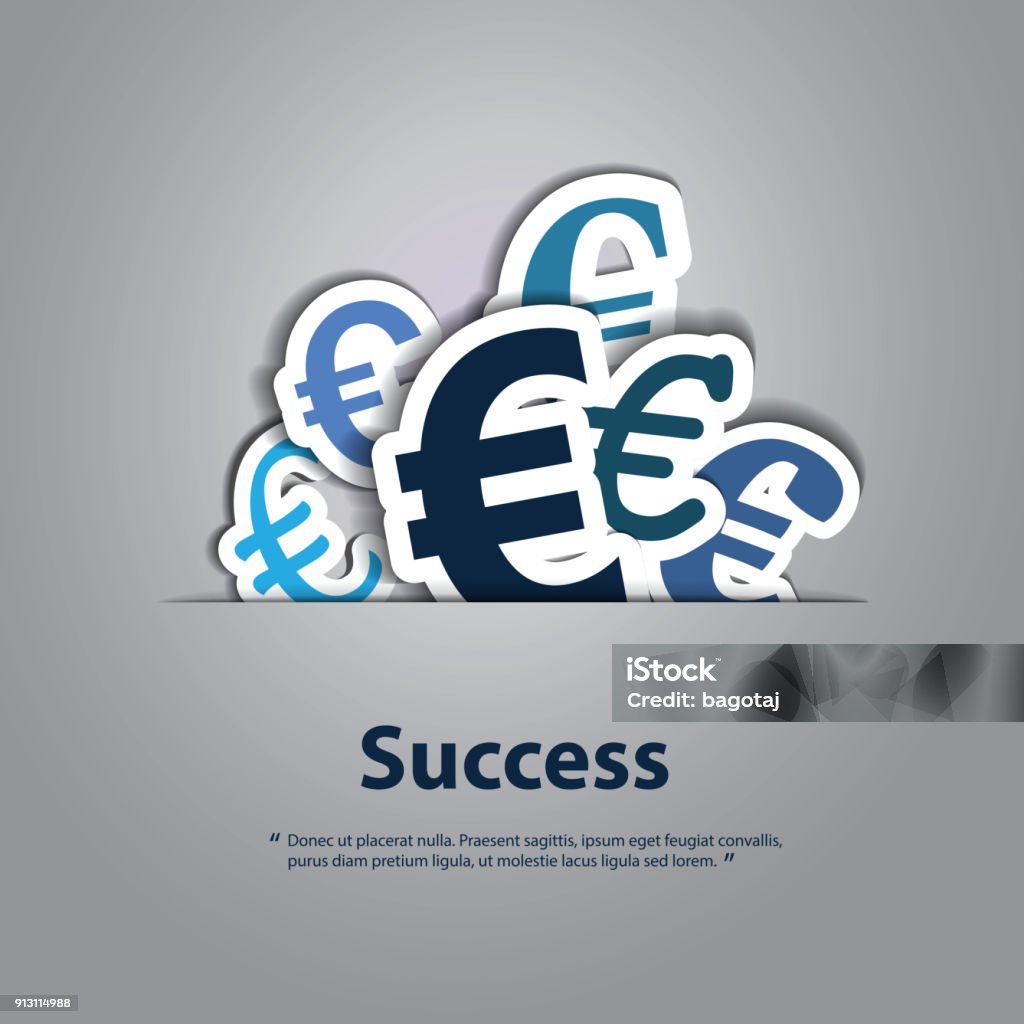 Financial Success - Euro Signs Design Concept Various Blue Paper Cut Euro Signs - Abstract Business and Financial Success Concept Background Design in Editable Vector Format Banking stock vector