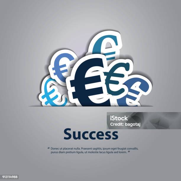 Financial Success Euro Signs Design Concept Stock Illustration - Download Image Now - Banking, Blue, Brochure