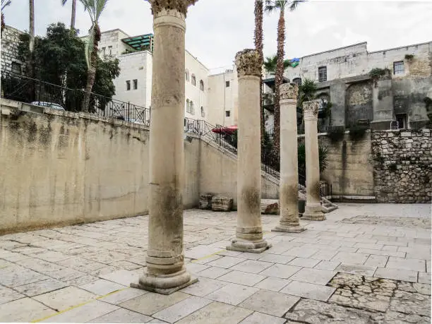 Jerusalem, Israel -  The ancient Roman colonnade (Cardo) located in Jewish Quarter of Jerusalem