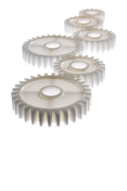 plastic gearwheels stock photo