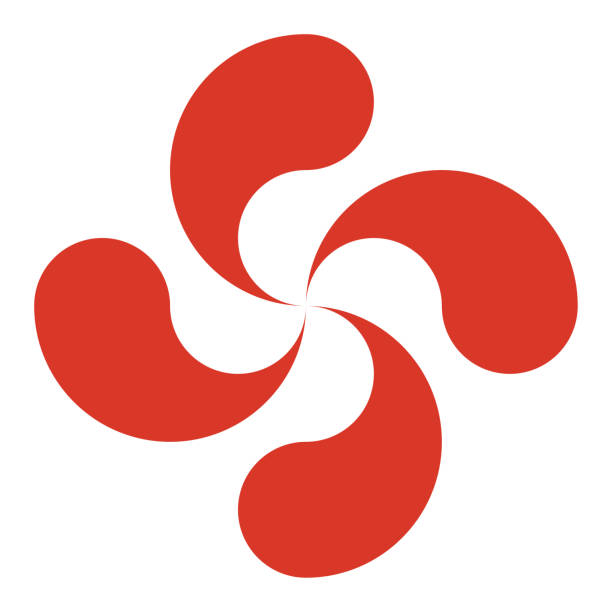 lauburu lub baskijski krzyż, tradycyjna swastyka z czterema głowami w kształcie przecinka. - swastyka hinduska stock illustrations
