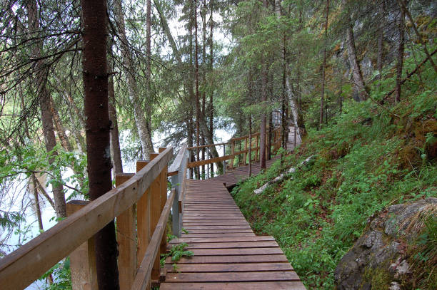 istock wooden walkways along the mountainside